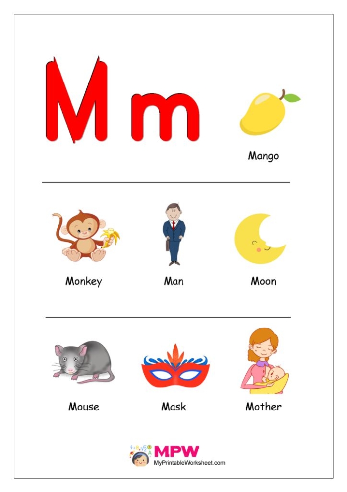Worksheet featuring items that begin with the letter I for phonics practice