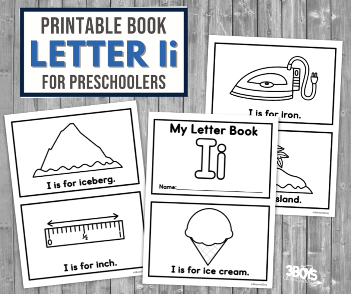 Interactive Letter I worksheet for preschool and early elementary students Worksheet featuring words that begin with the letter I for young learners