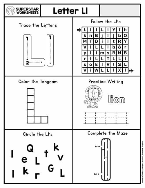 Engaging Letter L worksheet for preschool and early elementary students Worksheet featuring hands-on activity for finding words that begin with the letter L for young learners