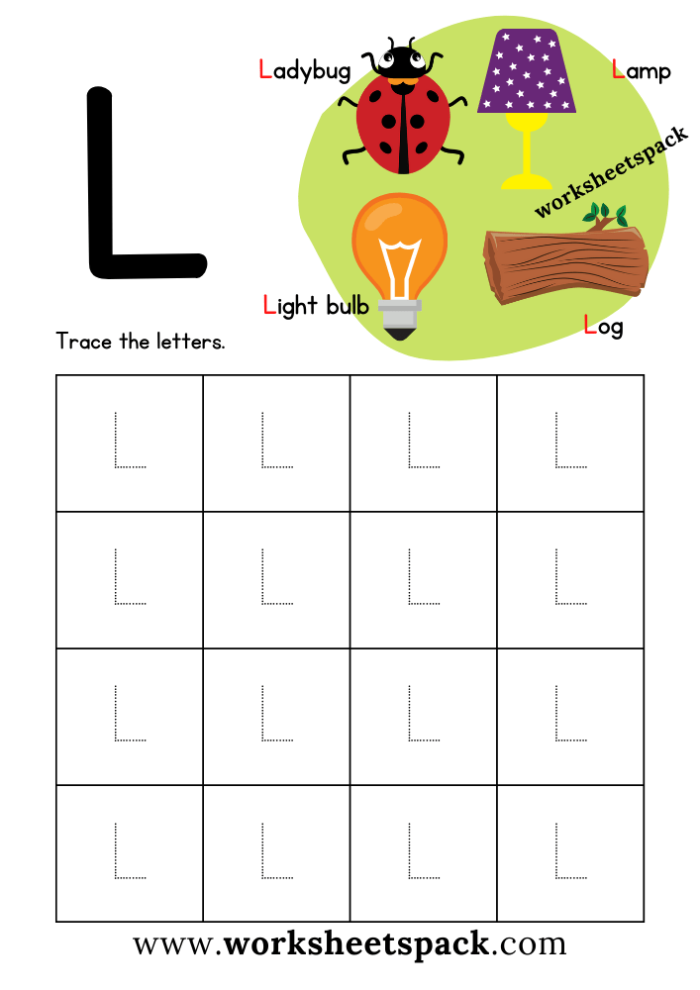 Engaging Letter L activity for preschool and kindergarten students Worksheet featuring words that begin with the letter L for early learners