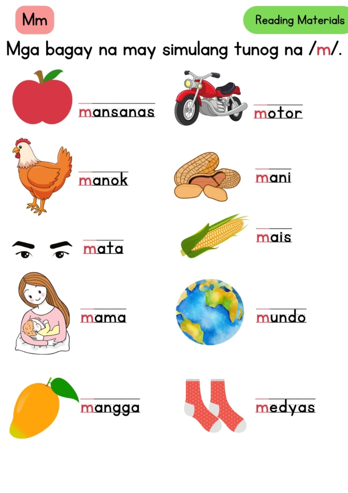 Pre-K worksheet featuring engaging activities centered around the letter M for early literacy. Get Ready for Reading: All About the Letter M worksheet for preschool learners.
