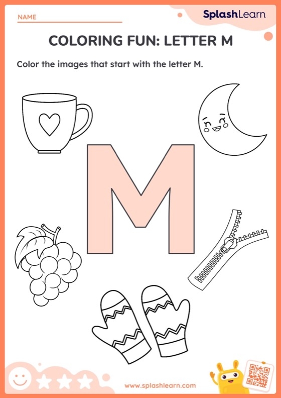 Engaging Letter M activity for young children in civics and government education Worksheet for finding words that begin with the letter M for preschool and early learners