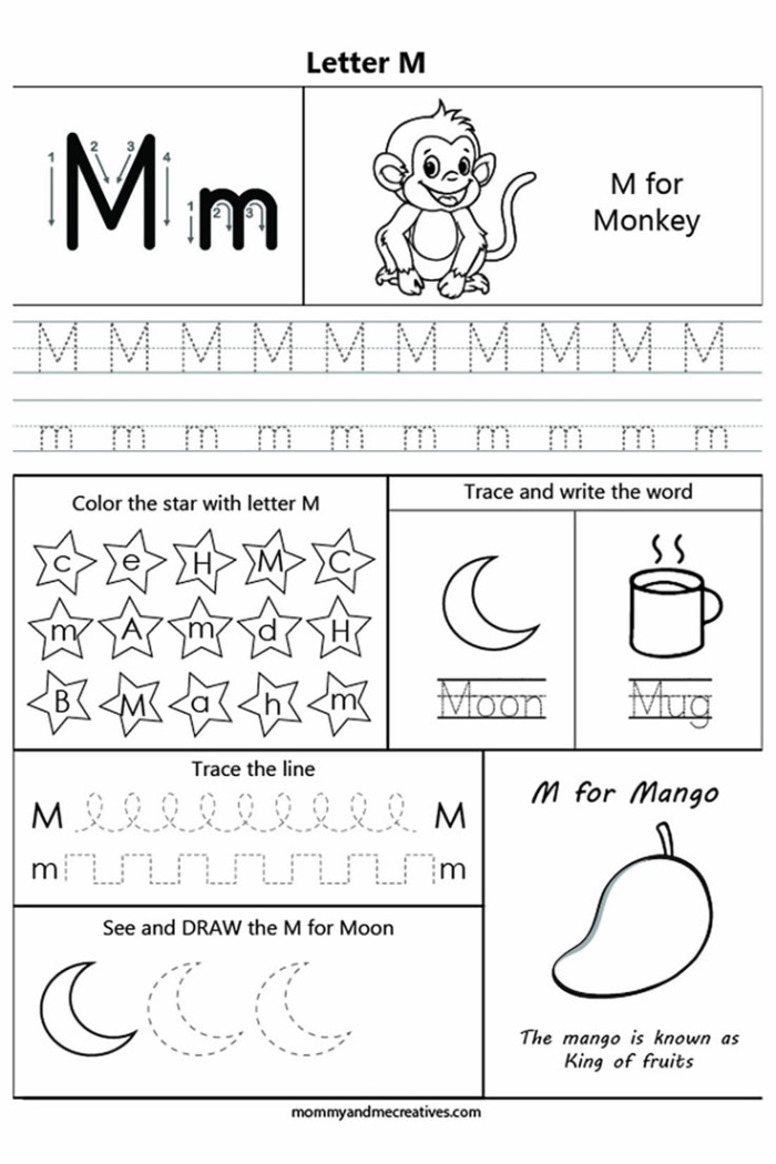 Engaging activity for preschoolers to discover words starting with M Worksheet featuring words that begin with the letter M for young learners