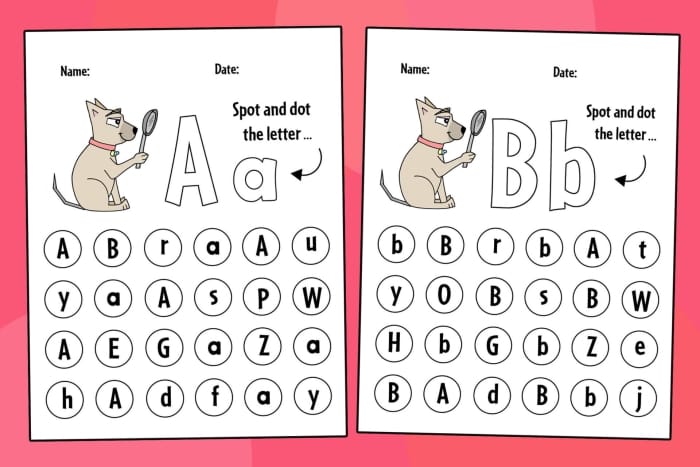 Letter Recognition worksheet for Pre-K students matching uppercase and lowercase letters