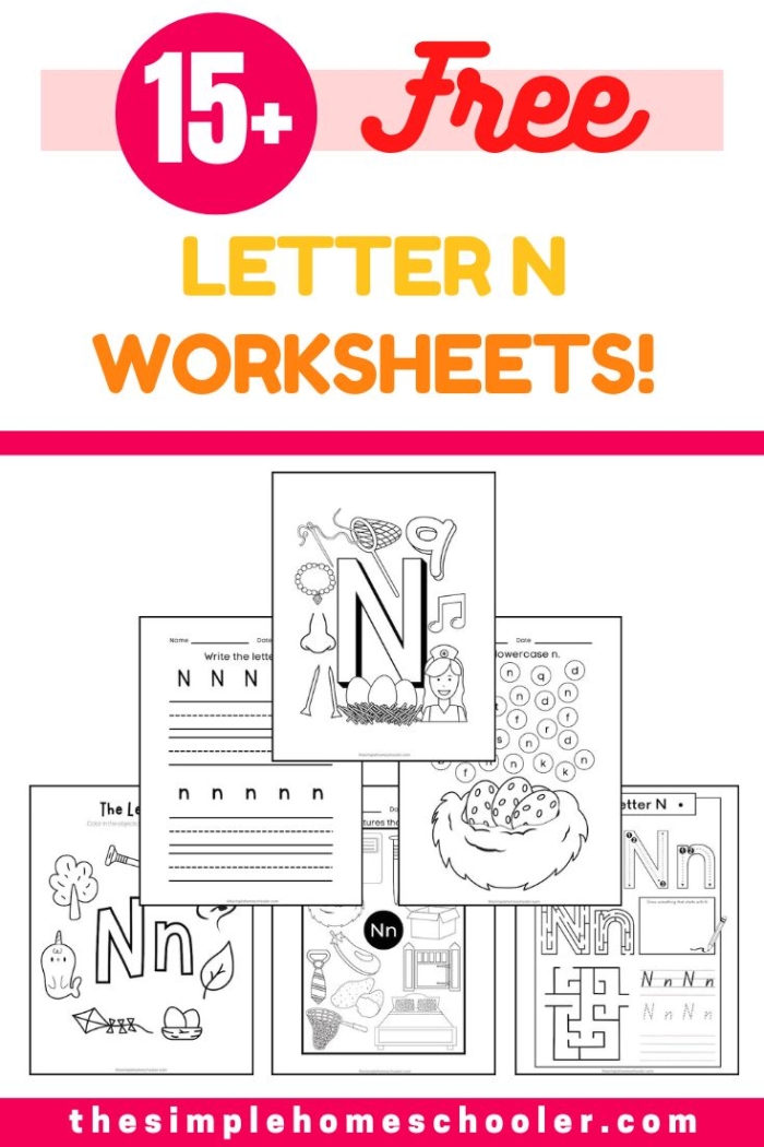 Worksheet for finding words that begin with the letter N, designed for young learners