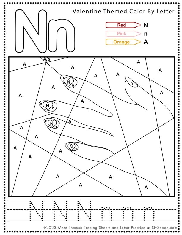 Worksheet featuring words that begin with the letter N for early learners