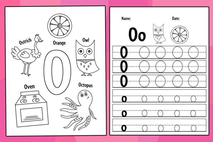 Interactive Letter O activity for preschool and kindergarten students Worksheet featuring words that begin with the letter O for early learners