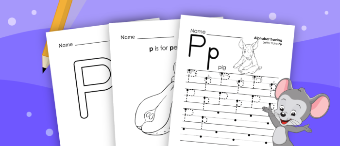 Interactive Letter Book: P activity for early learners to enhance vocabulary skills Worksheet featuring the letter P with words for preschoolers to discover
