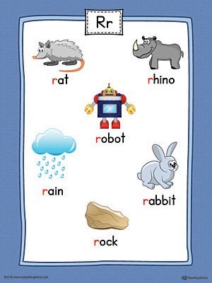 Worksheet featuring items that start with the letter R for phonics practice. Engaging phonics worksheet for Pre-K learning about words beginning with R.