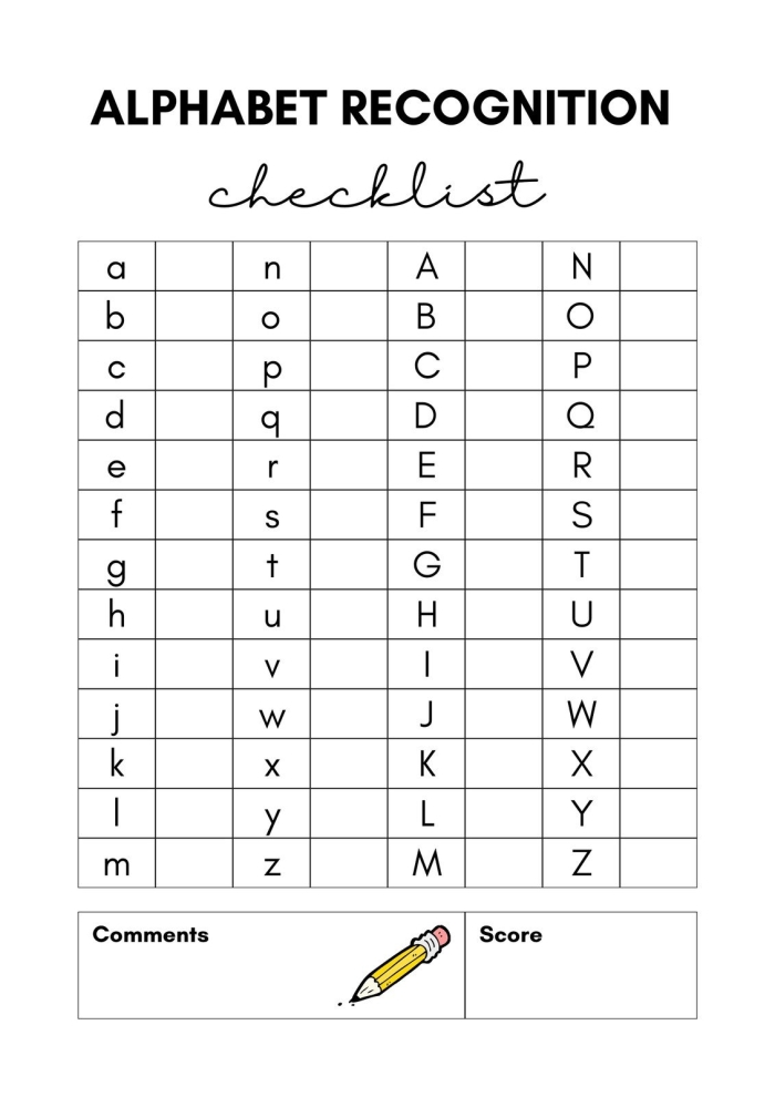 Pre-K student working on an Earth and Space Science themed identifying letters assessment worksheet