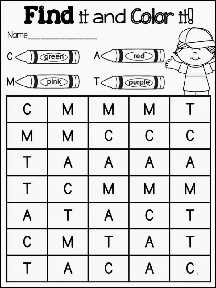 Worksheet for assessing preschoolers' letter recognition skills
