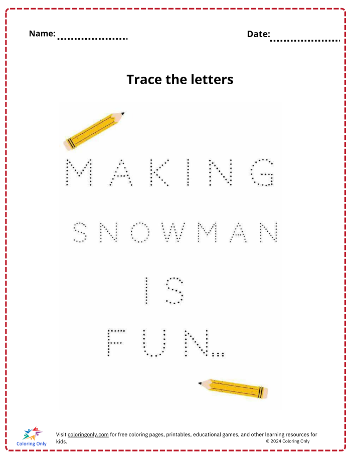 Pre-K student practicing fine motor skills on a life science themed letter tracing worksheet 14