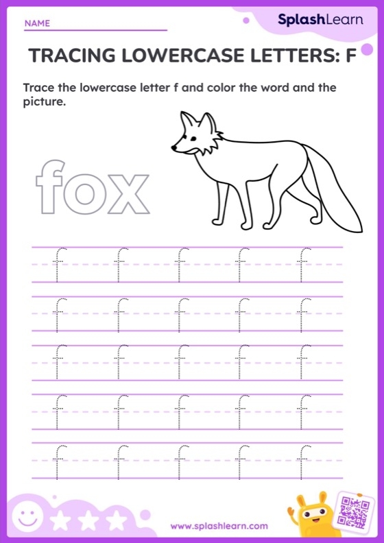 Lowercase f and t handwriting tracing sheet 13 Pre-K lowercase letter tracing worksheet for f and t practice