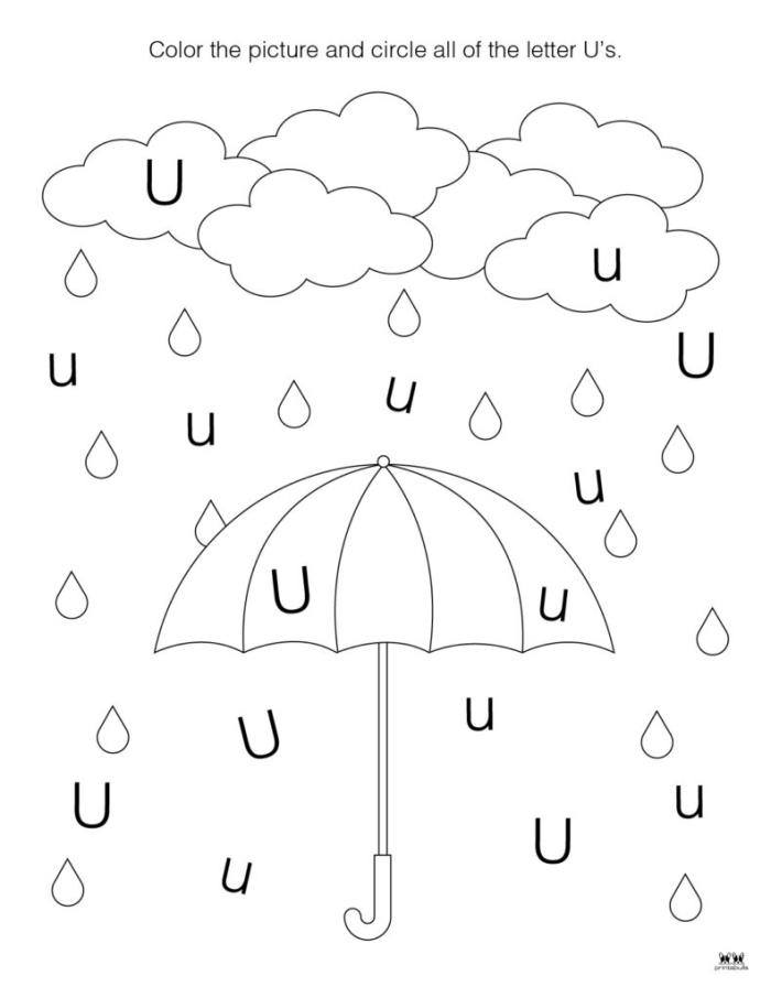 Phonics worksheet for Pre-K Worksheet for preschoolers focusing on the letter U, featuring tracing and identification activities. Get Ready for Reading: All About the Letter U worksheet for Pre-K students.
