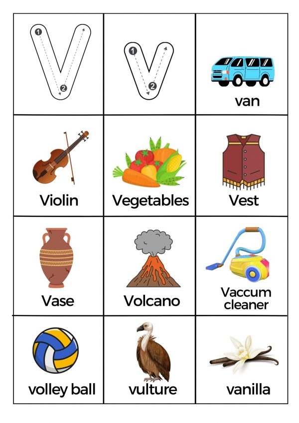 Syllables worksheet for Pre-K Worksheet for preschoolers focusing on the letter V, designed to enhance early reading skills. Get Ready for Reading: All About the Letter V worksheet for Pre-K learners.
