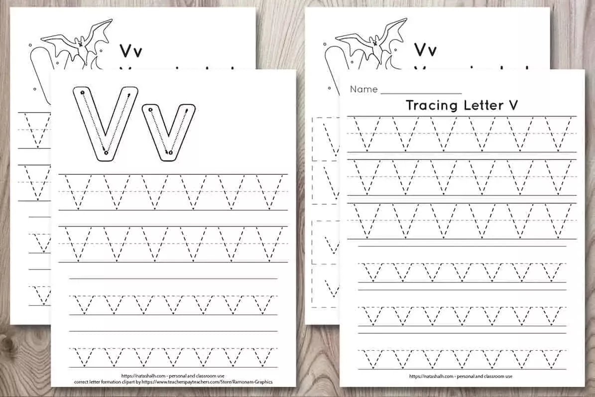 Practice Tracing the Letter V worksheet for young learners in Geometry category Tracing worksheet for prekindergarten students to practice the letter V and enhance fine motor skills