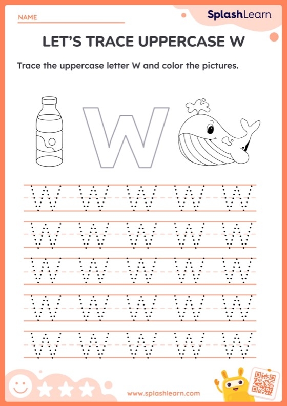 Get Ready for Reading: All About the Letter W for Pre-K learners Worksheet for practicing the letter W with writing and identification activities