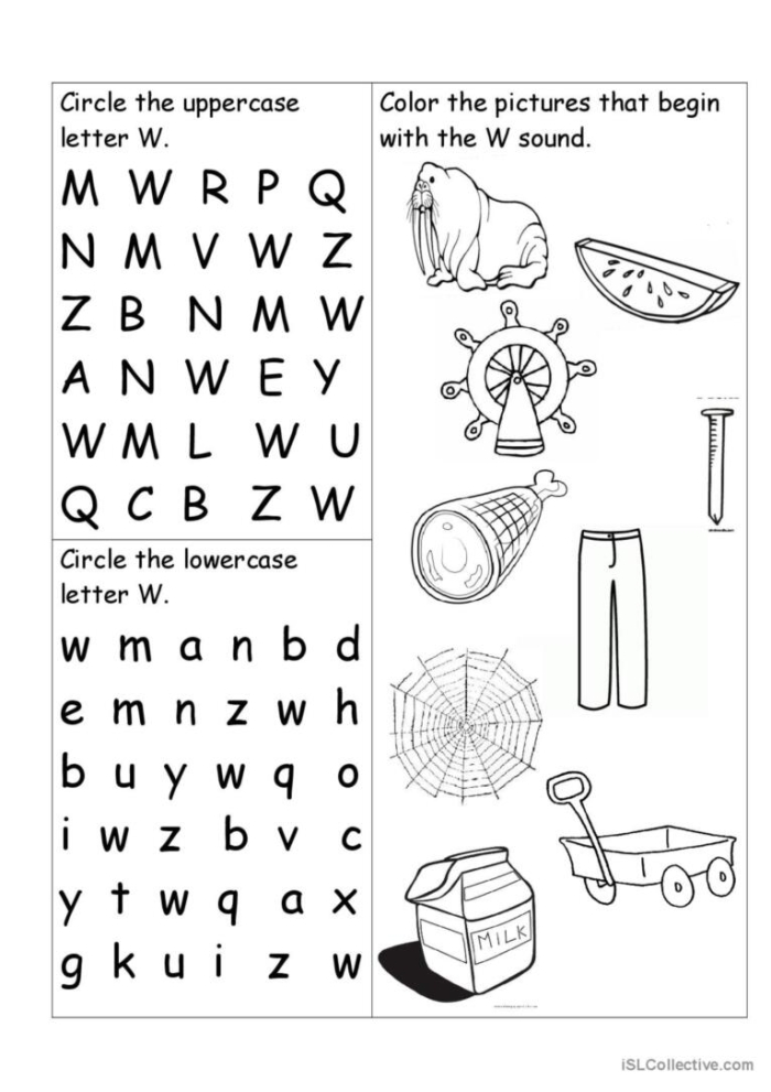 Numbers and Counting worksheet for Pre-K Worksheet featuring activities for the letter W, designed for Pre-K learners to enhance writing and identification skills. Get Ready for Reading: All About the Letter W worksheet for practicing letter recognition and formation.