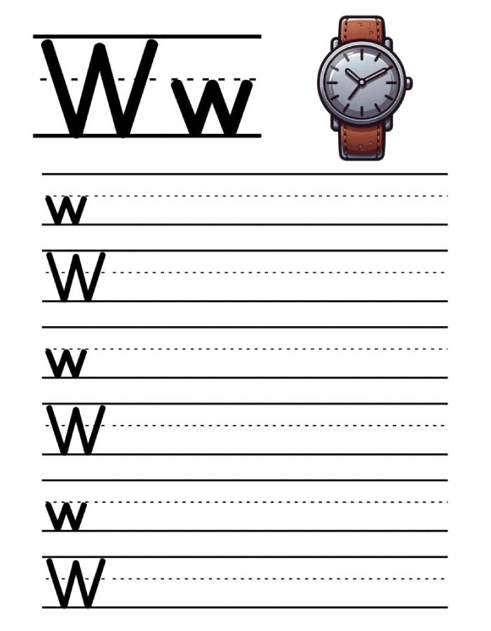 Worksheet activity featuring words that begin with the letter W for young learners