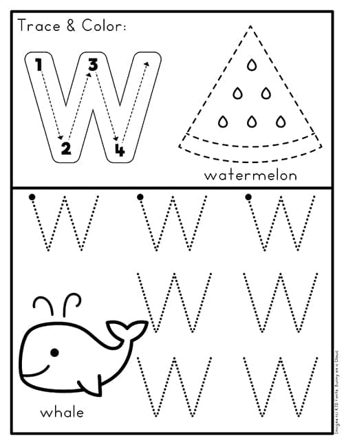 Get Ready for Reading: All About the Letter W worksheet for early education Worksheet featuring the letter W for Pre-K learners to practice writing and identification