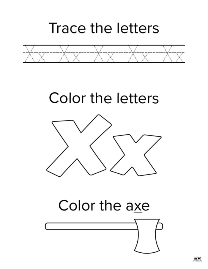 Worksheet activity focused on finding words that begin with the letter X for young learners. Engaging Letter Book: X worksheet for preschool and early elementary students.