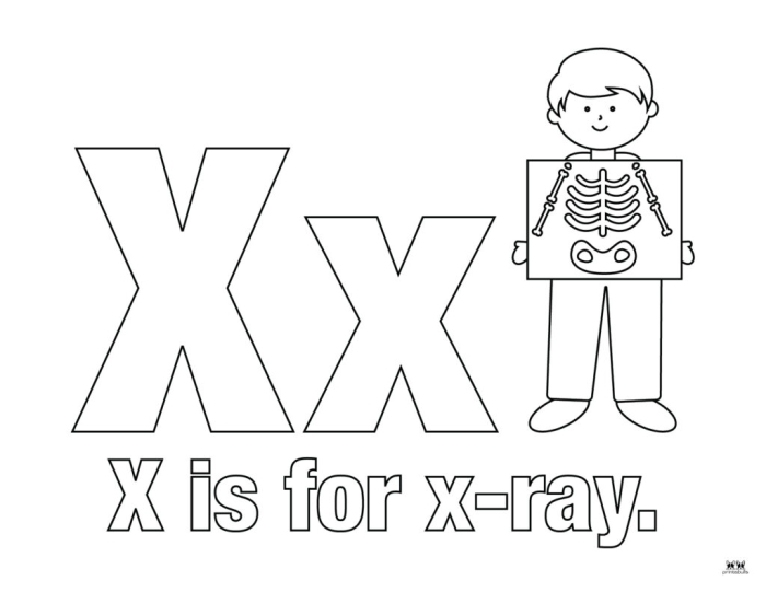 Worksheet for finding words that begin with the letter X in a fun activity for young learners