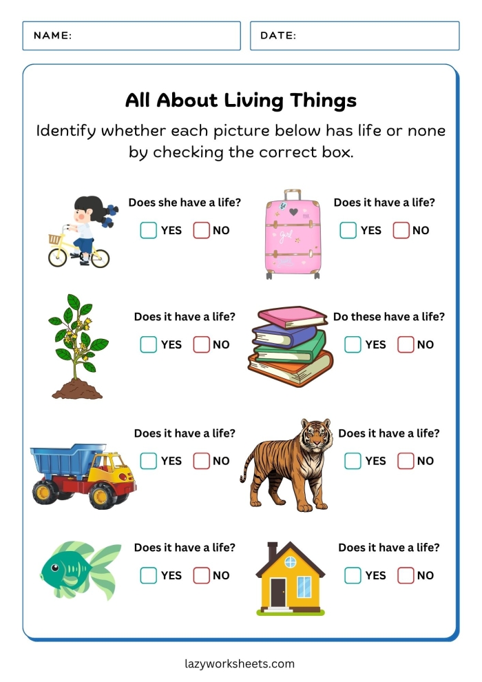 Living Things Worksheet - Fun Coloring Series for Young Learners Coloring activity for identifying living things in a Pre-K worksheet