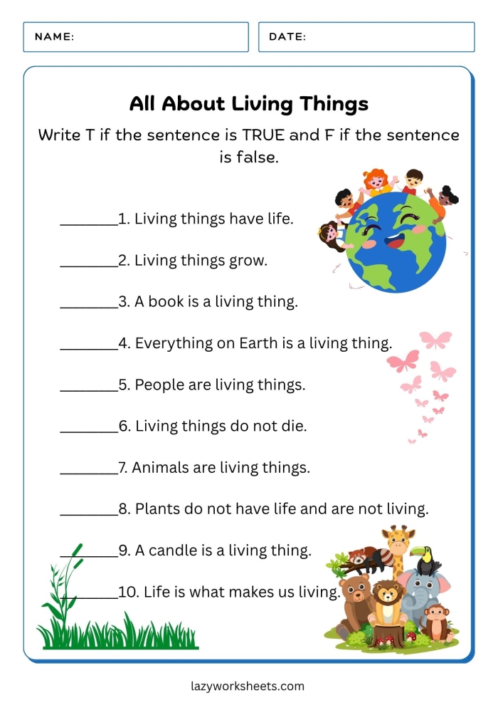 Living Things worksheet activity for young learners, image 25 Coloring worksheet for Pre-K students to explore living things