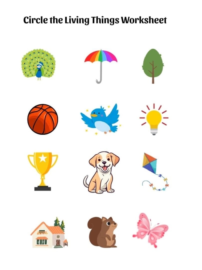 Engaging Living Things worksheet for young learners to explore nature Coloring worksheet for identifying living things in Pre-K education