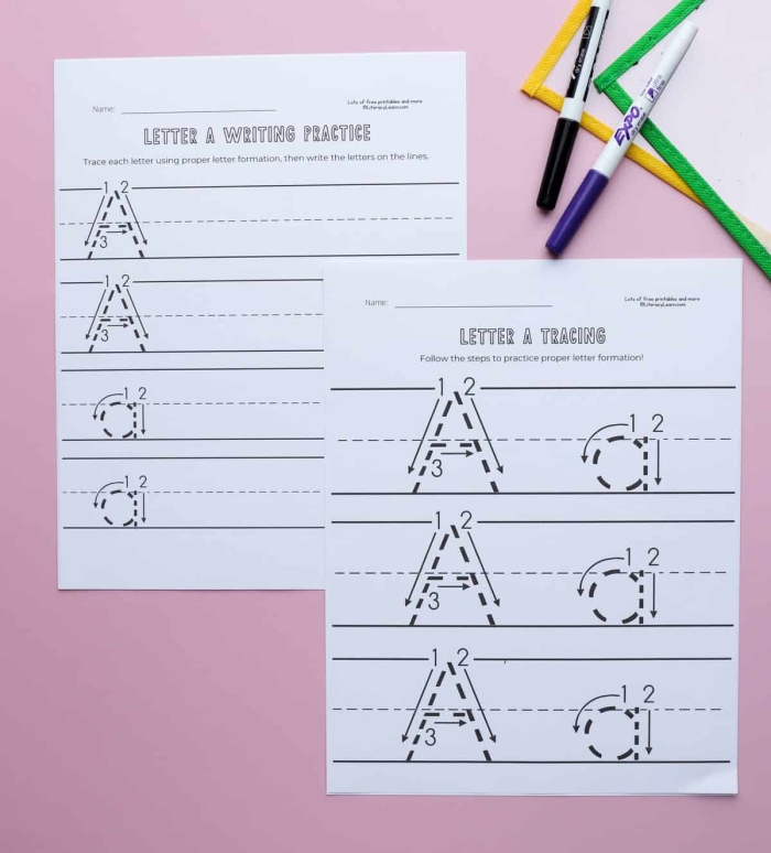 Writing the Letter a worksheet for Pre-K students Lowercase handwriting worksheet for practicing the letter a