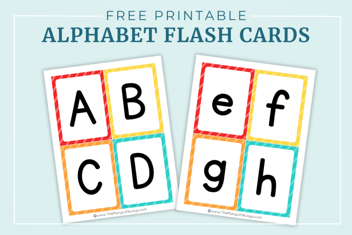 Printable lowercase a-z alphabet flash cards for preschool literacy development Lowercase alphabet flash cards showing letters a through z for pre-k letter recognition practice