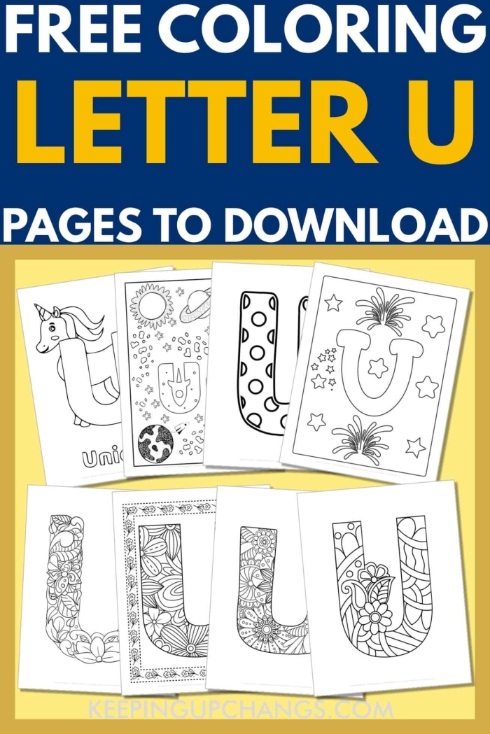 Engaging activity for finding the letter u in a fun and colorful setting Worksheet for Pre-K learners to identify lowercase u's while assisting a unicorn