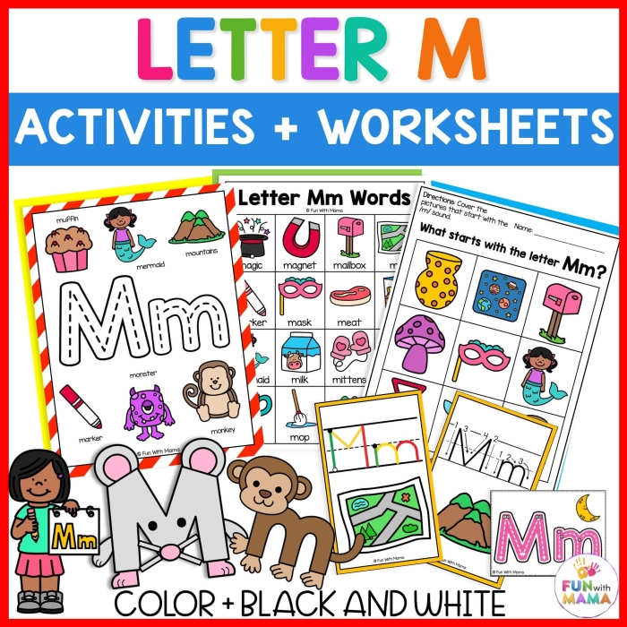 Worksheet featuring pictures of items that begin with the letter M for phonics practice. Things that Start with M! worksheet for Pre-K reading skills development.