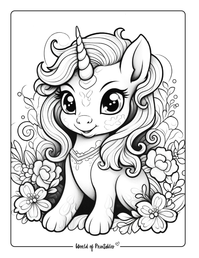 Pre-K unicorn coloring page featuring a magical creature for young children to decorate