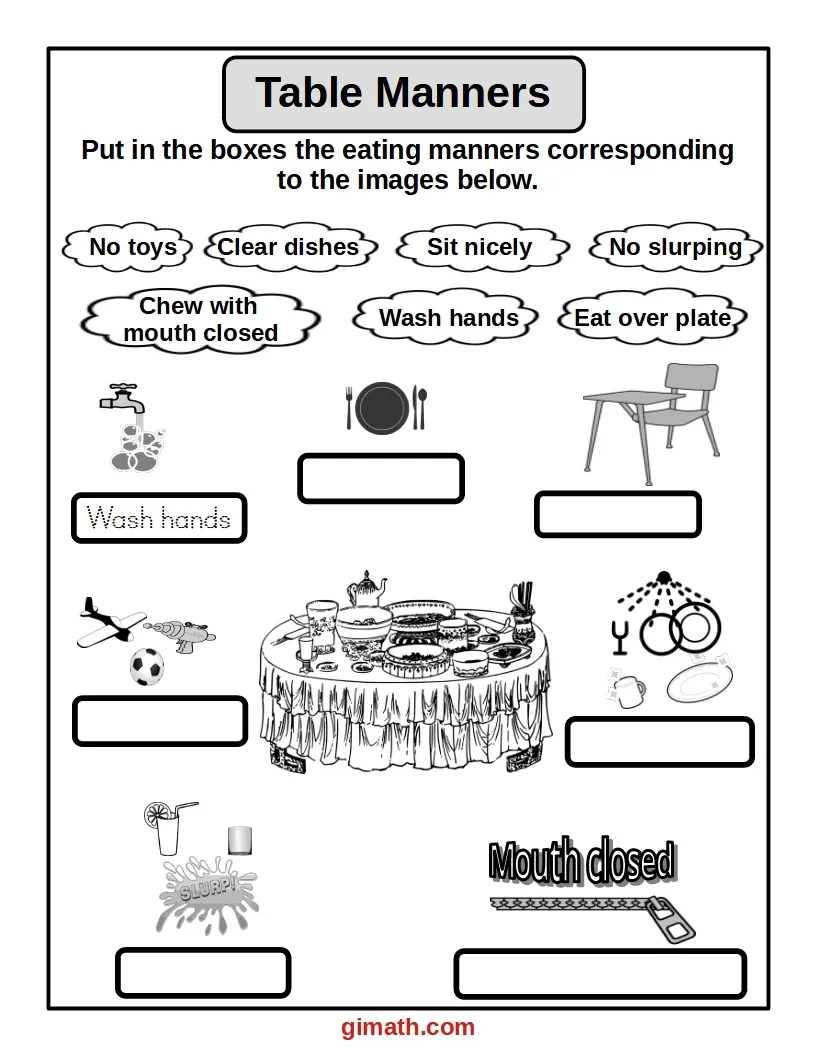 Manners Worksheet 14 Educational Activity for Pre-K Students Pre-K reading worksheet teaching basic manners and etiquette for young children
