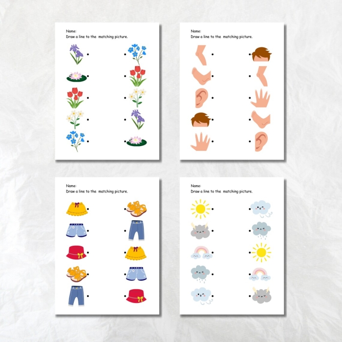 Engaging matching activity for young learners to enhance their skills Colorful worksheet featuring preschoolers connecting matching teddy bears
