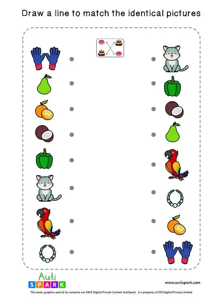 Engaging matching activity worksheet for preschoolers featuring teddy bears Preschoolers connect matching teddy bears in this fun matching activity worksheet
