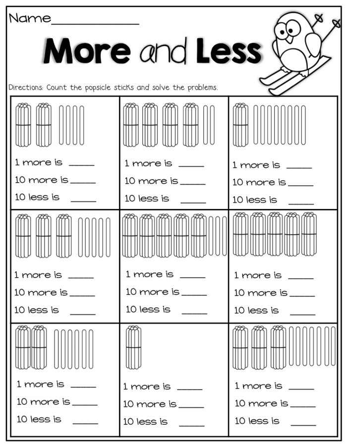 More or Less Shapes worksheet for Pre-K math practice 21