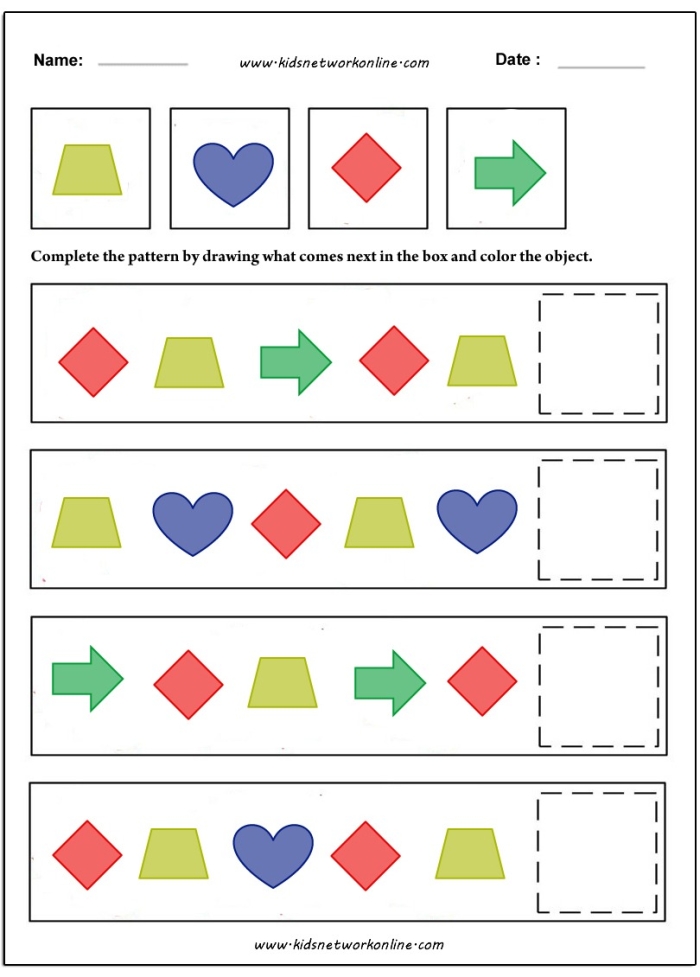 Engaging Shape Line Patterns Worksheet for Pre-K Students Worksheet featuring shape line patterns for preschool math practice