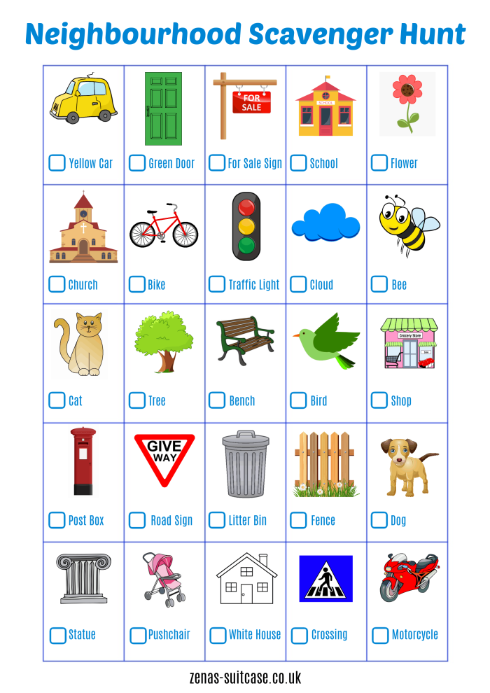 Engaging scavenger hunt activity for young explorers in nature, perfect for learning number concepts Colorful Outdoor Scavenger Hunt worksheet designed for Pre-K students to enhance observation skills
