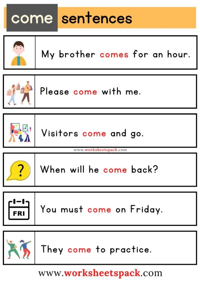 Pre-K student completing a fun nature-themed worksheet to learn the sight word come