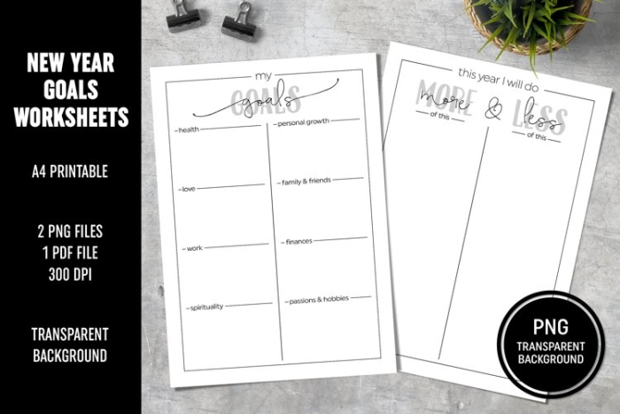 Three Goals for the New Year worksheet for young learners Worksheet for setting New Year goals with drawings and writing for Pre-K kids