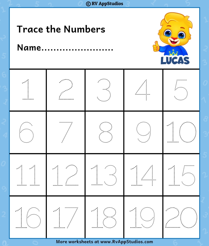Worksheet for teaching the number 1 in early math for Pre-K students