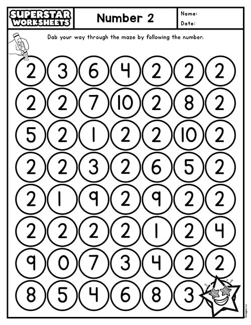 Worksheet for learning the number 3 designed for Pre-K students