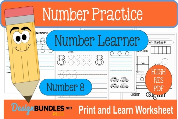 Worksheet for teaching the number 9 to pre-K students with colorful illustrations