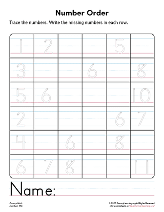Interactive activity to help children learn number sequencing after 3 Worksheet for ordering numbers to 10 with counting dots for Pre-K students
