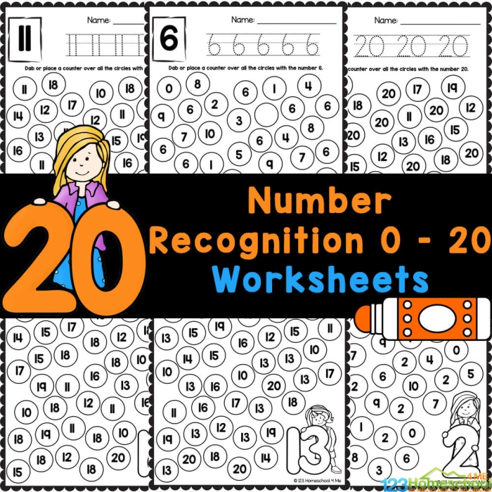 Pre-K math worksheet for identifying numbers 0 through 10 in a physical science unit