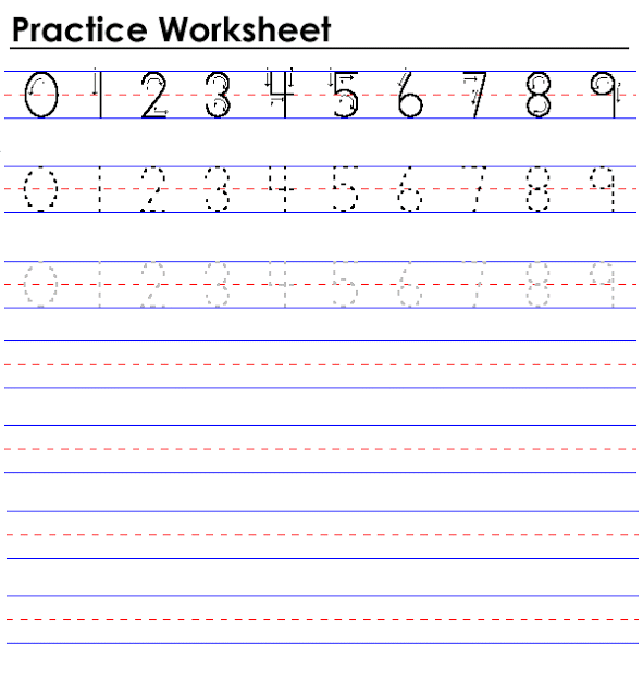 Pre-K number writing assessment worksheet for practicing numbers up to 10