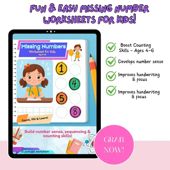 Worksheet for teaching the number 5 to Pre-K students through fun activities