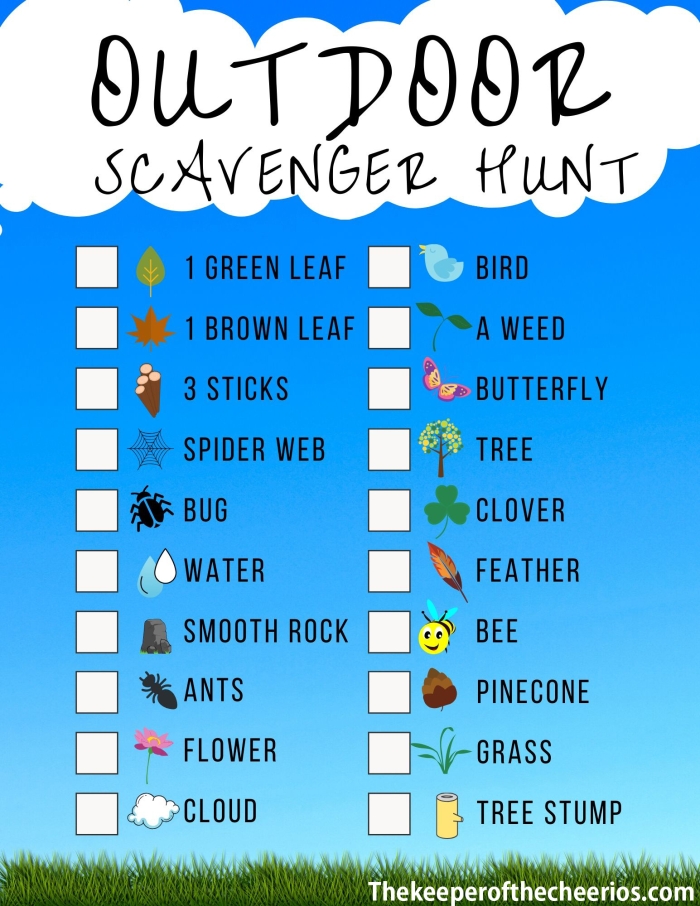 Engaging scavenger hunt worksheet designed for young nature enthusiasts in Pre-K Colorful Outdoor Scavenger Hunt worksheet for Pre-K students to enhance observation skills